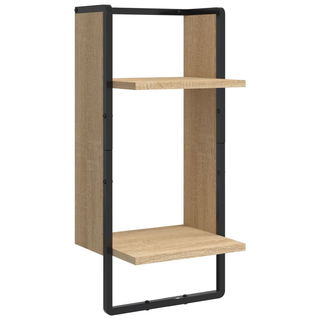 4 pz Set Mensole Parete | Mensola sospesa con Aste Rovere Sonoma Legno Multistrato