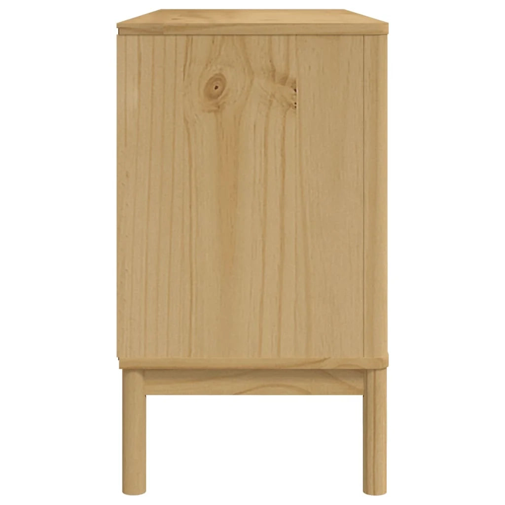 Buffet credenza cassettiera armadio mobile contenitore organizer cucina soggiorno salotto finitura a cera 114 x 43 x 74 cm legno di pino massello marrone 02_0031758
