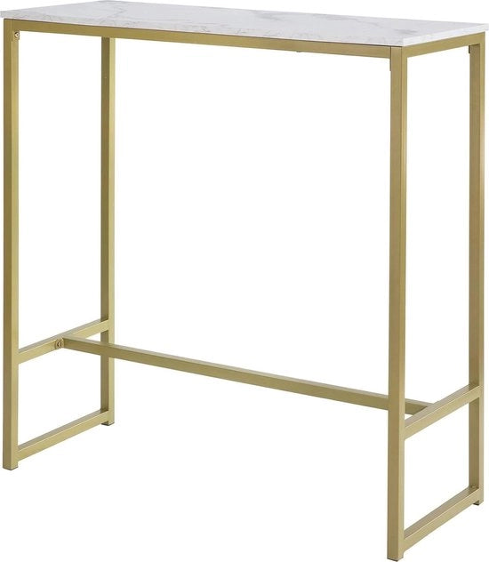 Bassa Tavola con Effetto Marmo e Finestra in Oro - Ideale per Piccole Stanze