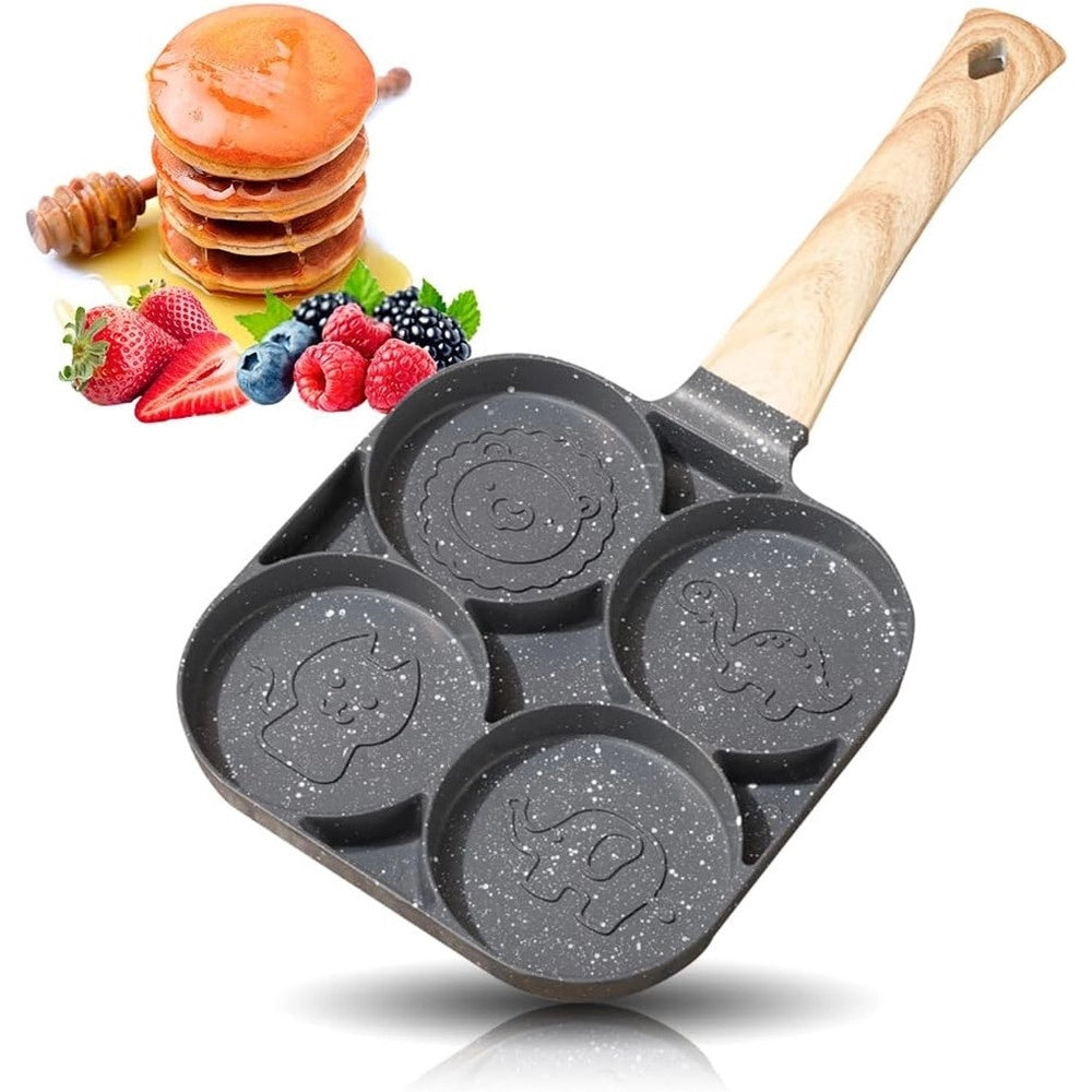 Trade Shop - Padella Antiaderente A 4 Fori Con Animali Per Pancake Uova Fritte Hamburger 624385 -