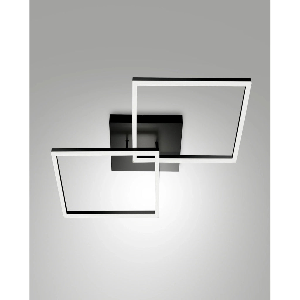 Plafoniera Nera 2 Luci LED Collezione Bard Design Elegante 65x65 cm Fabas