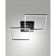 Plafoniera Nera 2 Luci LED Collezione Bard Design Elegante 65x65 cm Fabas