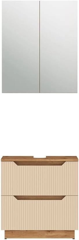 Set di mobili da bagno Lotta, Grigio, 59.8 cm, composto da specchio da bagno e mobile sottolavabo