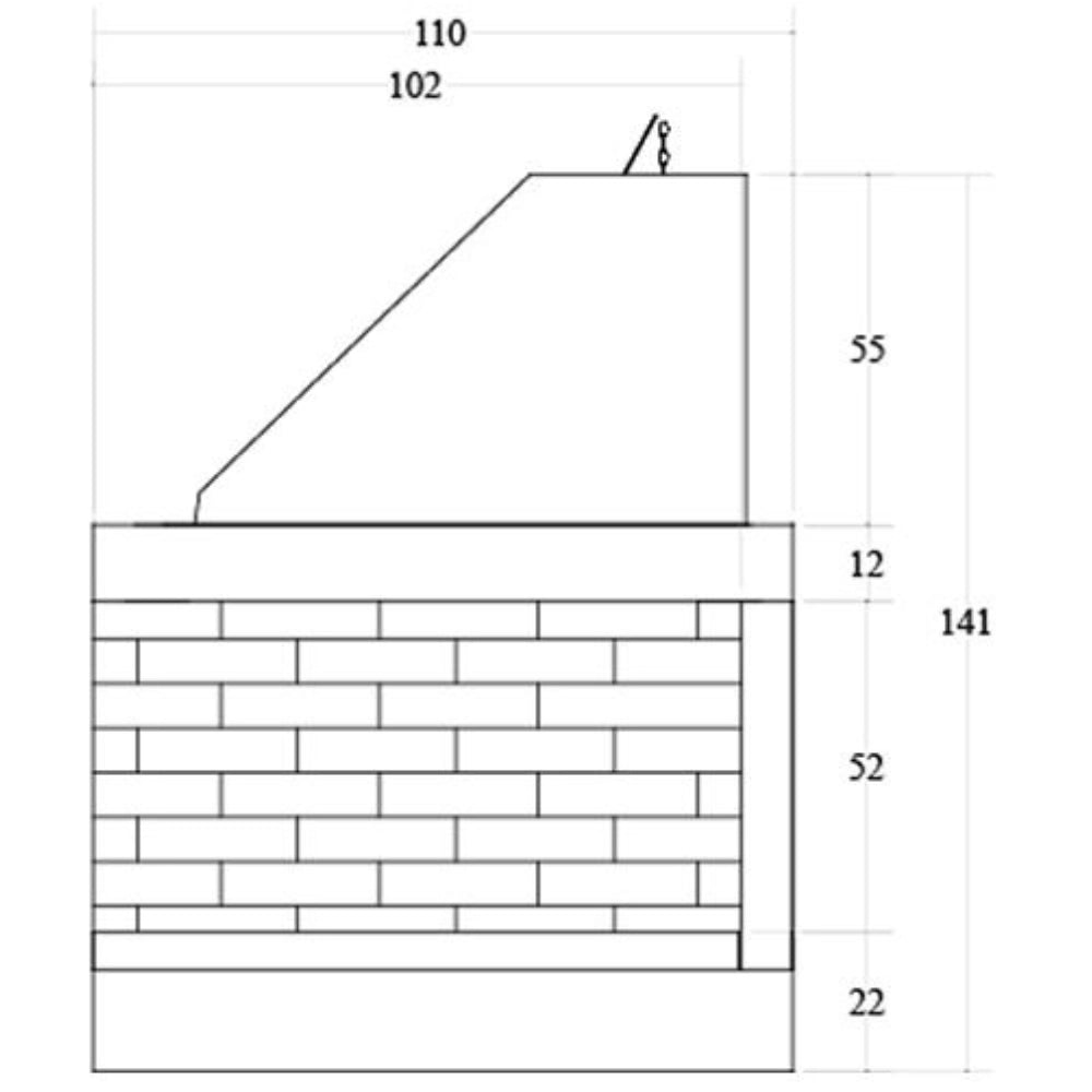 Camino a legna prefabbricato refrattario focolare aperto reversibile ds110ref