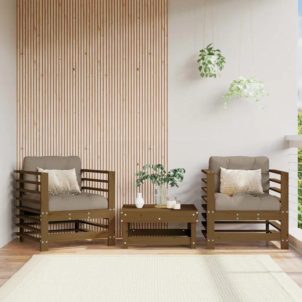 Sedia da patio-Sedie da Giardino 2 pz Marrone Ambra in Legno Massello di Pino 339319