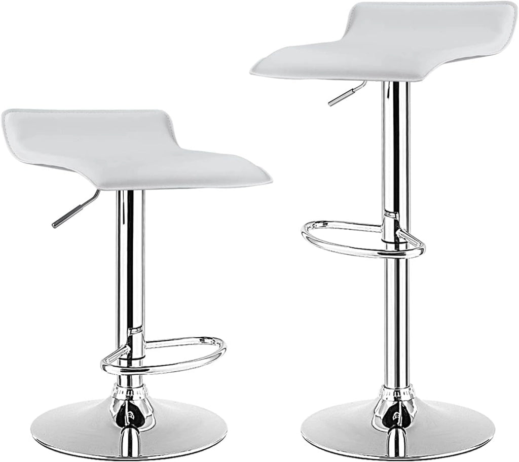Set di 2 Sgabelli Girevoli da Bar, Sgabello Regolabile in Altezza per Bar, Rotazione a 360°, Sgabelli da Bar senza Braccioli, con Poggiapiedi, Portata 120 kg (Bianco)