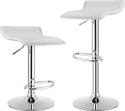 Set di 2 Sgabelli Girevoli da Bar, Sgabello Regolabile in Altezza per Bar, Rotazione a 360°, Sgabelli da Bar senza Braccioli, con Poggiapiedi, Portata 120 kg (Bianco)