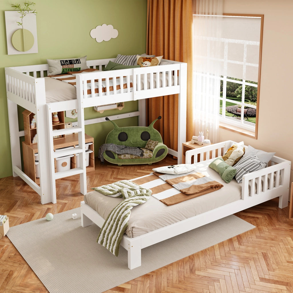 letto modulare in legno bianco 104 x 215 cm