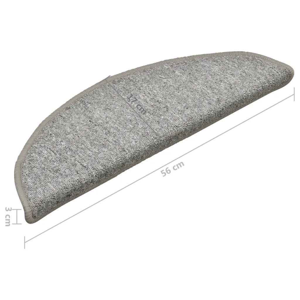 Tappetini per scale 15 pz 56x17x3 cm Grigio chiaro Semicircolari 322370