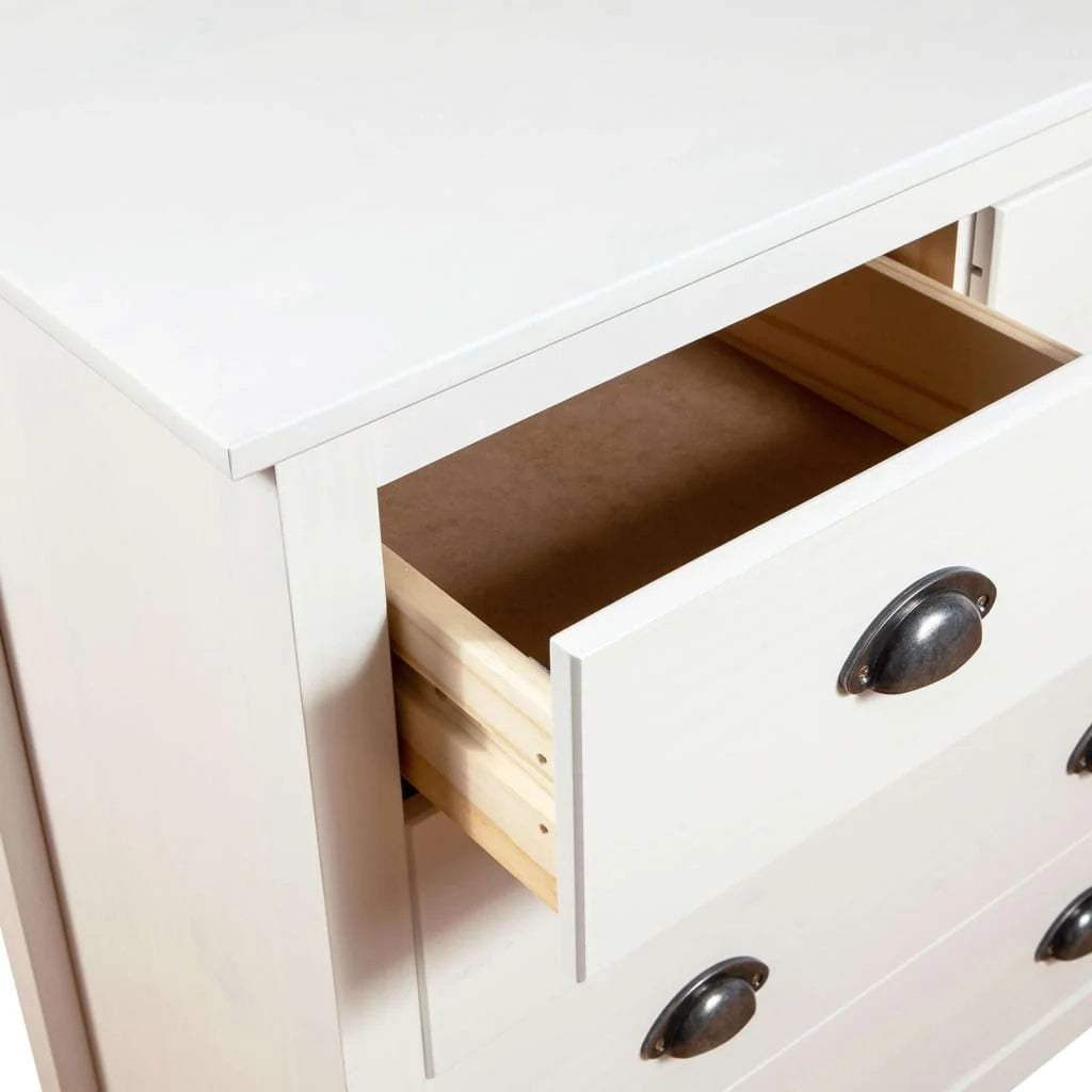 Buffet credenza cassettiera armadio mobile contenitore organizer per cucina soggiorno salotto Hill 79 x 40 x 80 cm legno massello di pino bianco 02_0035671
