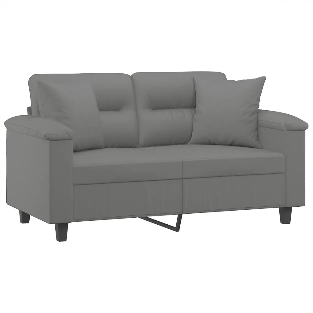 Divano 2 Posti Cuscini-Sofa 2 Posti con CusciniGrigio Scuro 120 cm Tessuto Microfibra