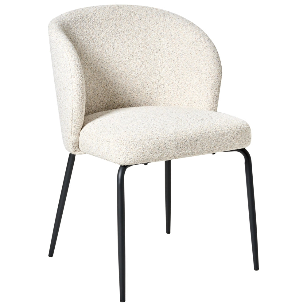 Set di 2 sedie da pranzo Rivestimento in tessuto boucle beige chiaro Seduta imbottita Gambe in metallo lucido