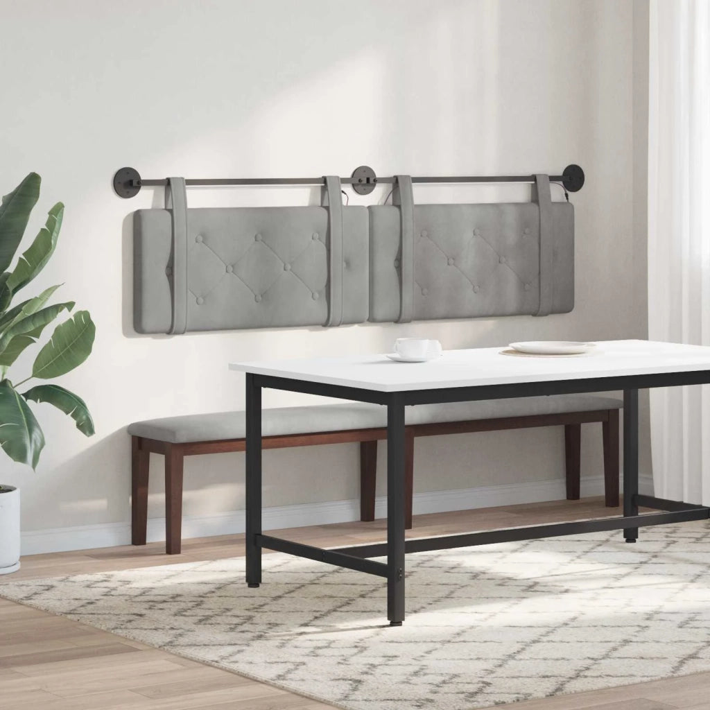 Testiera sospesa Con luce LED Grigio Chiaro Velluto