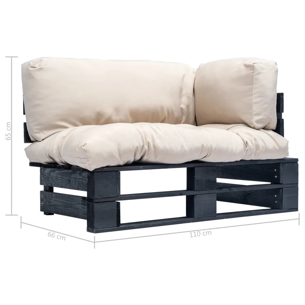 Divano da Giardino a Pallet e Cuscini Sabbia Legno di Pino cod mxl 55309