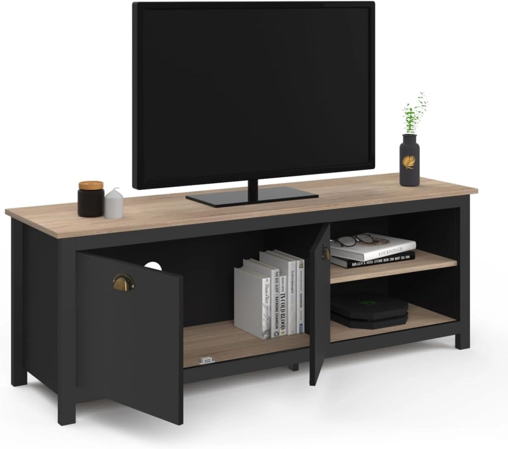 Mueble TV ISIS 140 cm madera vintage y negro