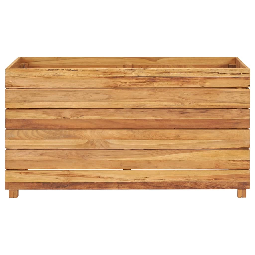 Aiuola rialzata con fioriera 100 x 40 x 55 cm legno di teak riciclato e acciaio 02_0000896