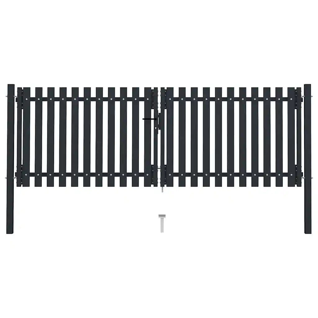 Cancello per Recinzione Doppio in Acciaio 306x175 cm Antracite