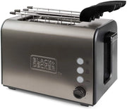 Black+decker bxtoa900e - tostapane in acciaio inox 900w, 2 slot extra large 42x137mm. 7 livelli di tostatura. sistema di pinze estraibili. autocentraggio. 3 funzioni