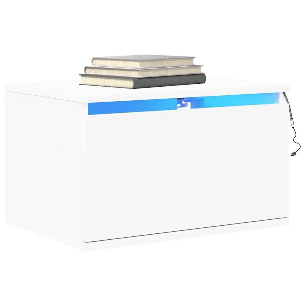 Comodino a Parete-Tavolino da notte con Luci LED Bianco 811575
