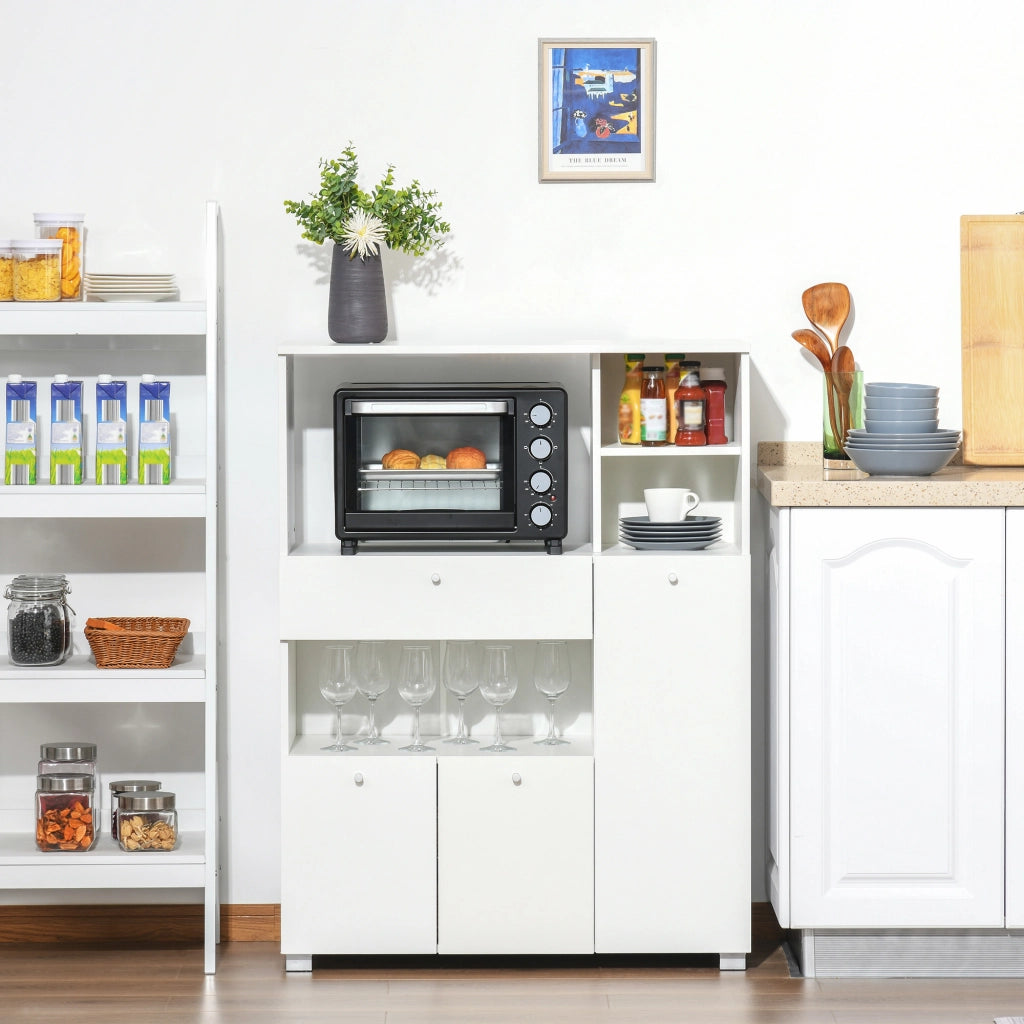 Credenza da Cucina con Armadietti e Cassetto ¨C Zephmum ¨C Bianco 90x40x120 cm