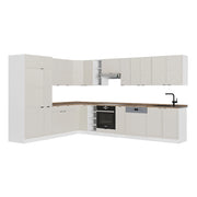 Cucina angolare completa Fame-Line GrigioBeige/Bianco 347 x 60 cm, PL Rovere Vicco