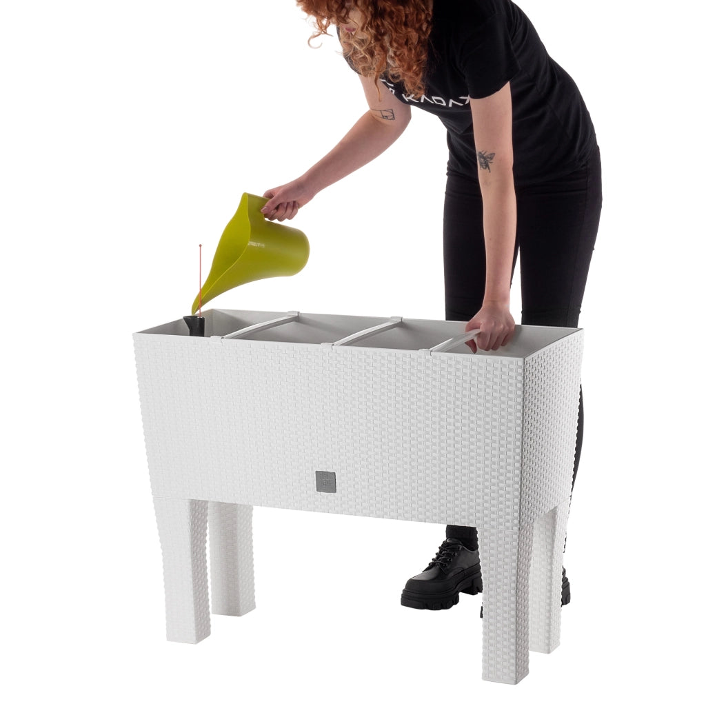 Vaso da giardino KADAX con fioriera interna su gambe, colore bianco, 80 cm.