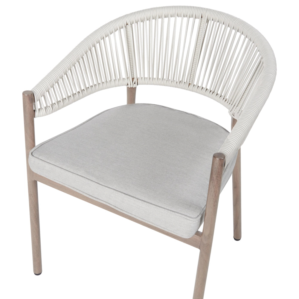 Set di 6 sedie da giardino inlegno scuro e alluminio con finitura a trasferimento termico Telaio impilabile per esterni Patio Moderno