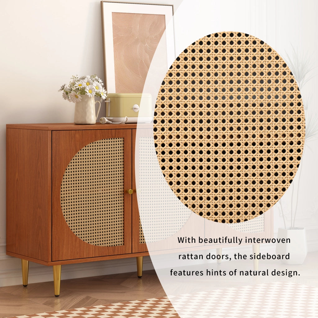 Credenza con 3 ante e ripiani regolabili - per soggiorno - in truciolare - 129.8×40×76 cm - noce