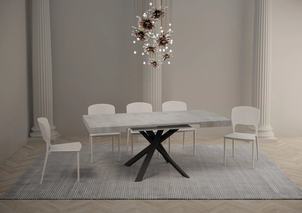 Tavolo allungabile 90x90/194 cm Clerko Cemento gambe Antracite