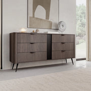 Madia Kaba, Credenza 6 Cassetti, 163x38x81h cm Marrone Noce