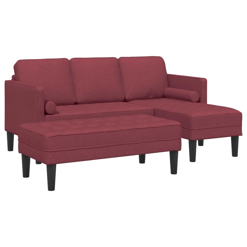 Set di divani con cuscino 2 pcs Rosso Vino Poliestere 3329255