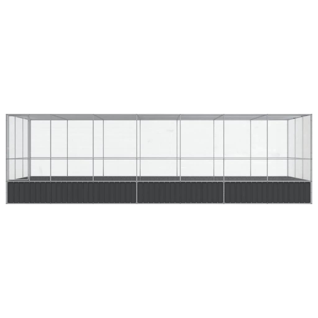 Voliera a gabbia con estensione in argento 725 x 307 x 212 cm acciaio argento 02_0045662