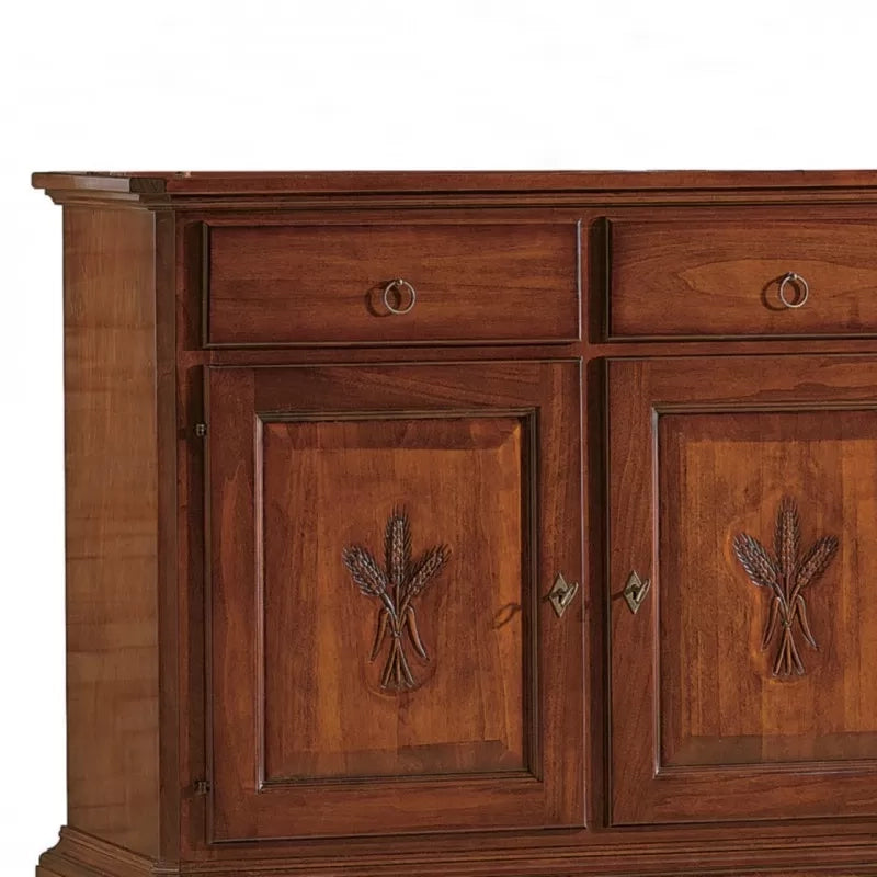 Madia credenza 2 porte in legno massello tinta noce 114x49x95 - Mobili 2G