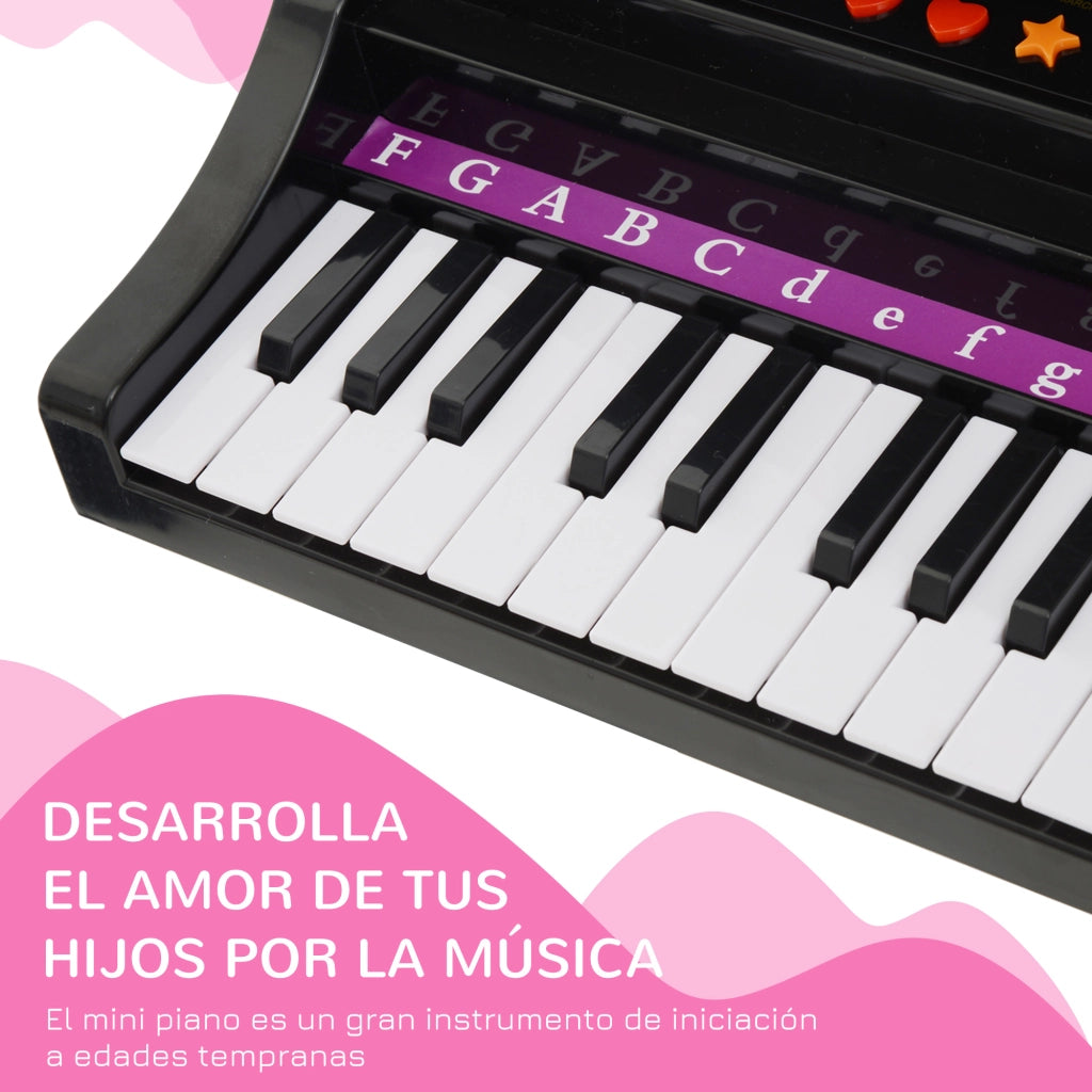 Tastiera Elettronica 37 Tasti con Microfono Sgabello Luci 22 Canzoni USB/MP3 Karaoke ¨C Xylo ¨C Nero