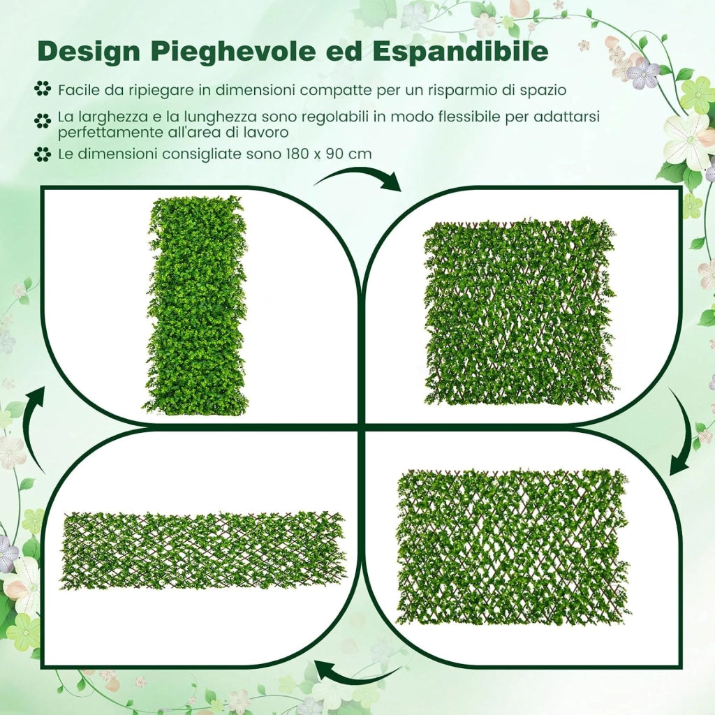 Pianta Finta da Esterno ed Interno, Pianta Artificiale per Decorazione Festa e Matrimonio da Salotto, Balcone e Giardino, Siepe Artificiale ed Estensibile (Vimini di eucalipto verde)