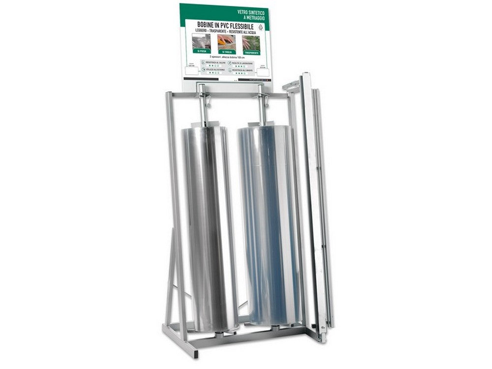 espositore per vetro sintetico a rotoli cm.75x50x160 h cod:ferx.vit48894