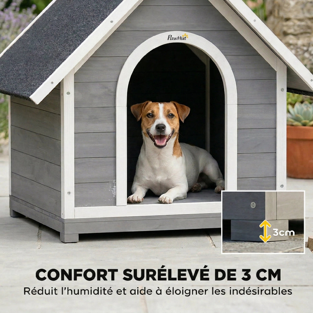 Casetta per Cane da Esterno ¨C zephmum ¨C 84x101x86 cm Grigio e Bianco