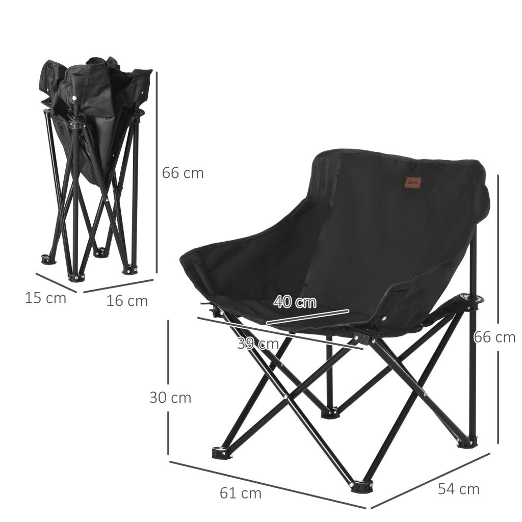 Sedia da campeggio pieghevole con sacchetto e zaino ¨C zephmum ¨C nero