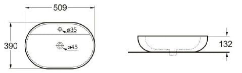 Lavabo in ceramica ovale da appoggio Kiby