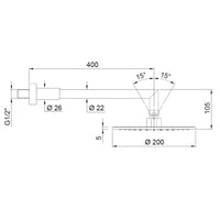 Completo braccio doccia ottone con soffione piatto tondo