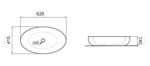 Lavabo in ceramica ovale da appoggio Sole