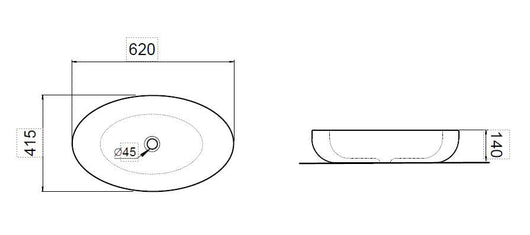 Lavabo in ceramica ovale da appoggio Sole