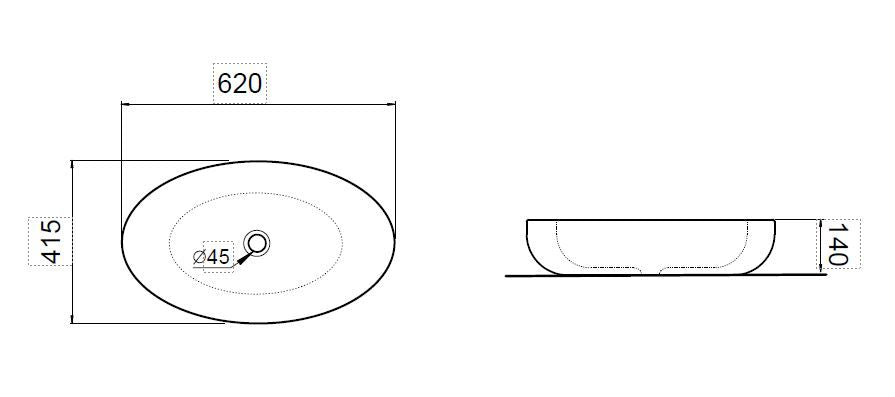 Lavabo in ceramica ovale da appoggio Sole