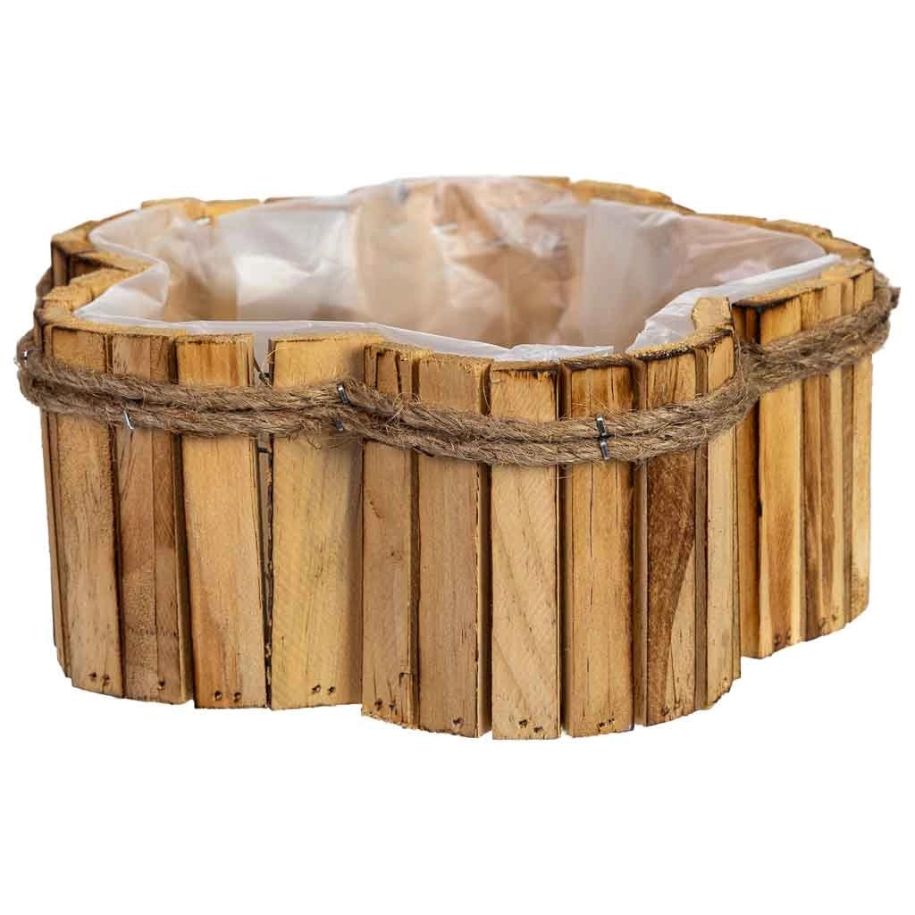 Cesto in legno a forma di fiore 21x21x9h cm