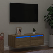 Mobile Porta TV con Luci LED Rovere Sonoma 75x35,5x25 cm