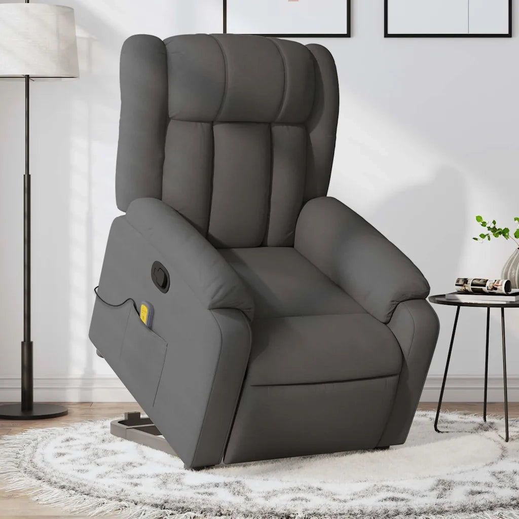 Poltrona Alzapersona Massaggi Reclinabile Grigio Scuro Tessuto 3205329
