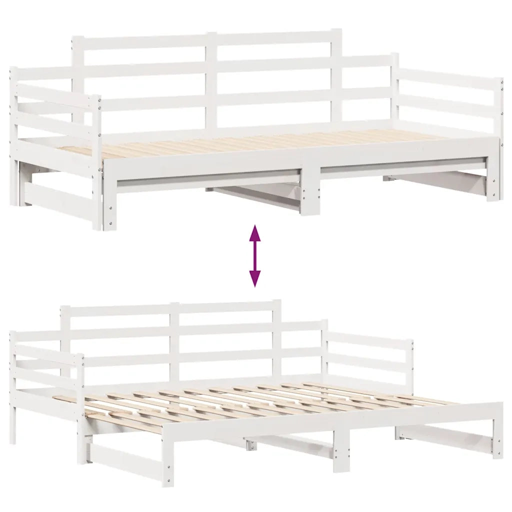 Letto Estraibile con Cassetti senza Materasso-Struttura Letto con contenitore Bianco 90x200 cm 810517