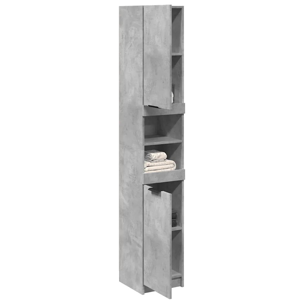 Mobile da Bagno | Armadio da bagno Grigio Cemento 32x34x188,5 cm Legno Multistrato