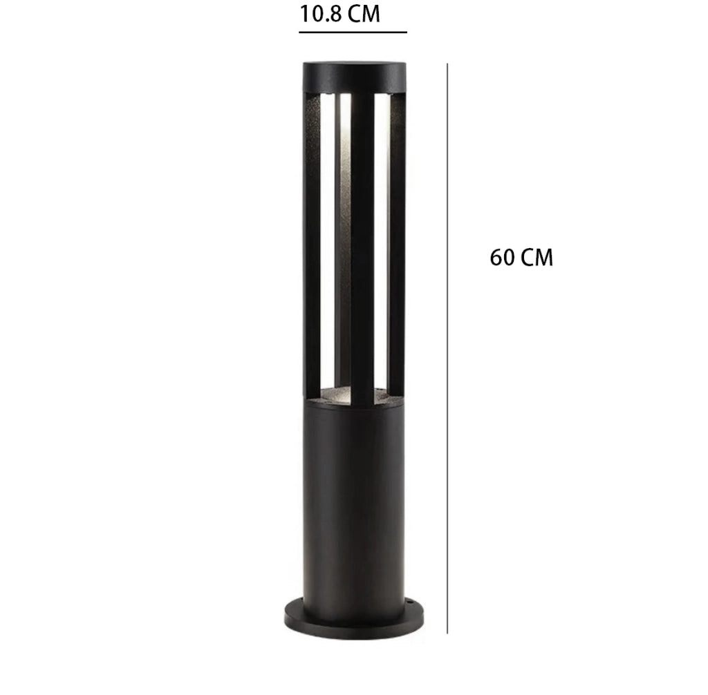 Palo lampione LED da giardino moderno illuminazione esterno impermeabile Nero luce calda 3000K 15W alto 60 cm