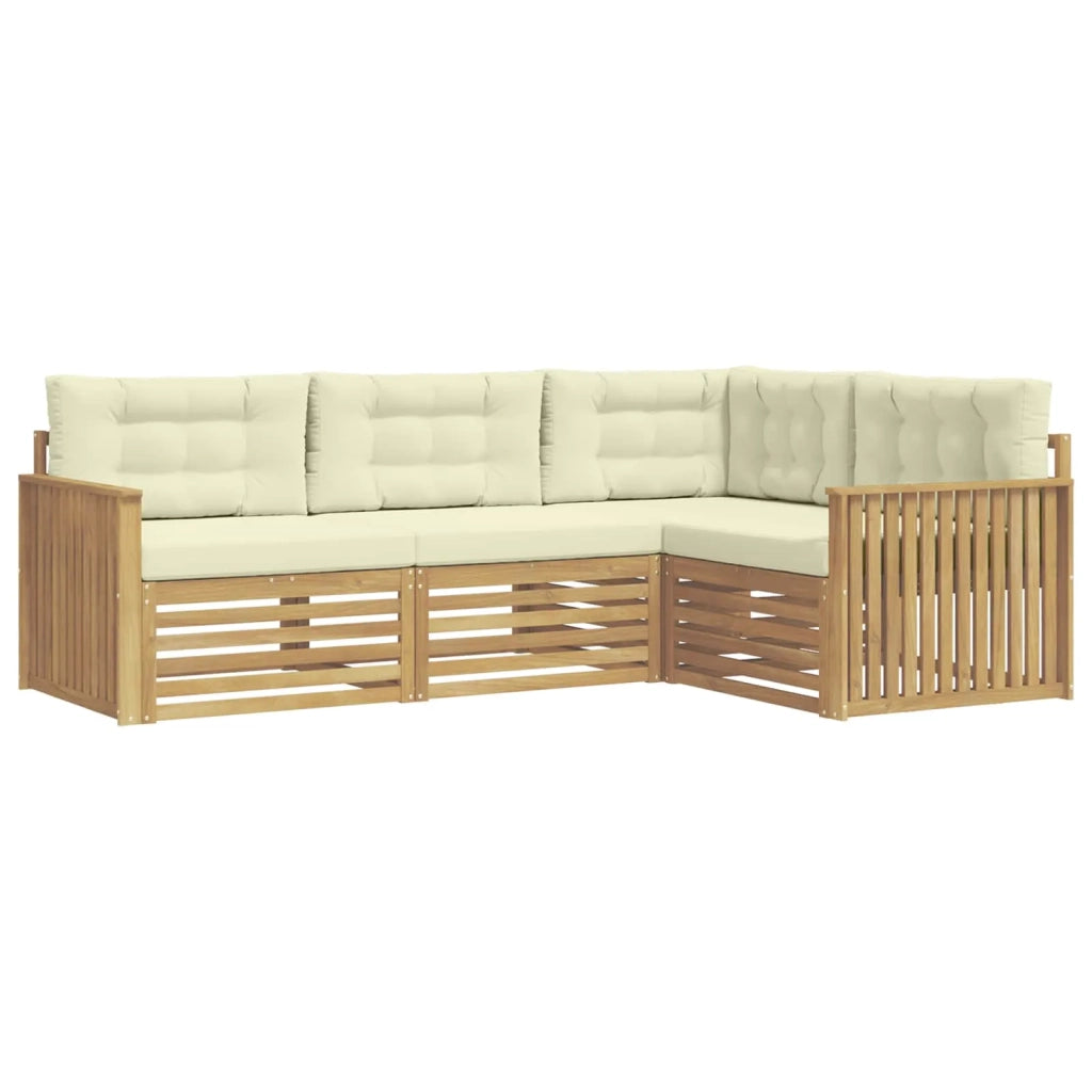 Set di divani da esterno 4 pz Bianco e Crema Poliestere 3390400
